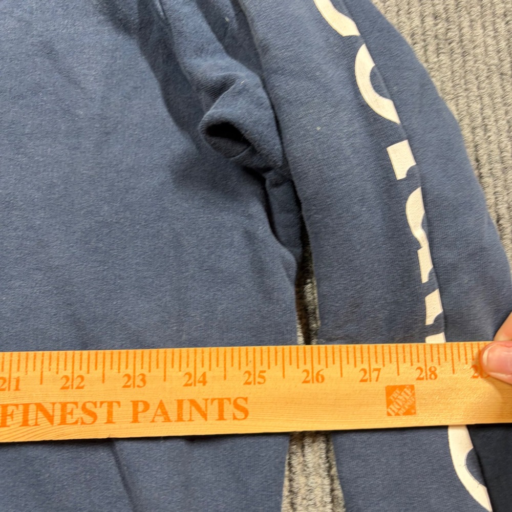 Columbia Hoodie Mens XL Blue Logo Sleeve Pullover Sweatshirt Pocket Distressed - Picture 5 of 11